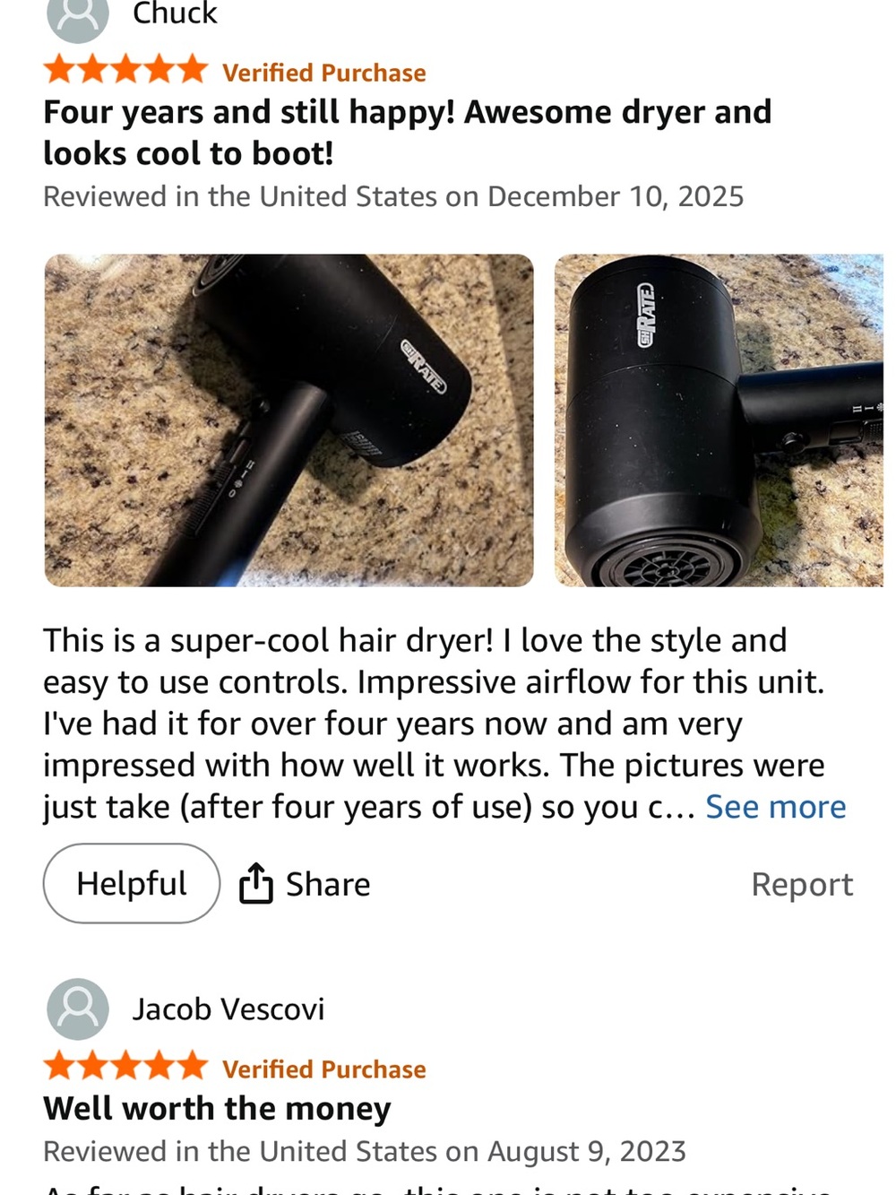 Premium Black Compact Hair Dryer with Attachments - Lightweight Travel Styling - Picture 7 of 7